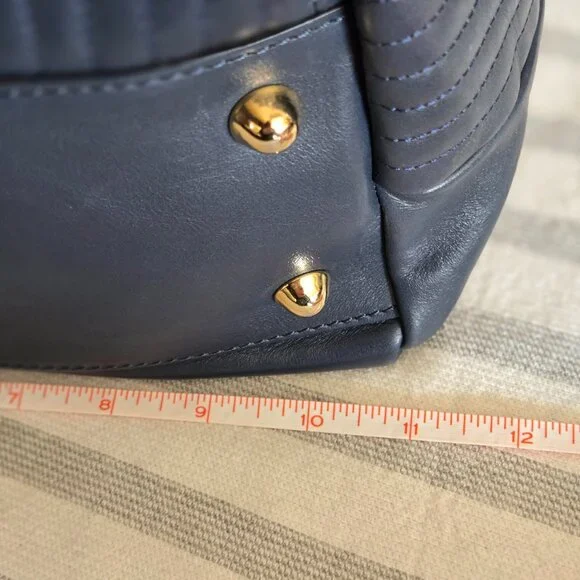 A. Bellucci Blue Leather Drawstring Bag - Picture 11 of 16